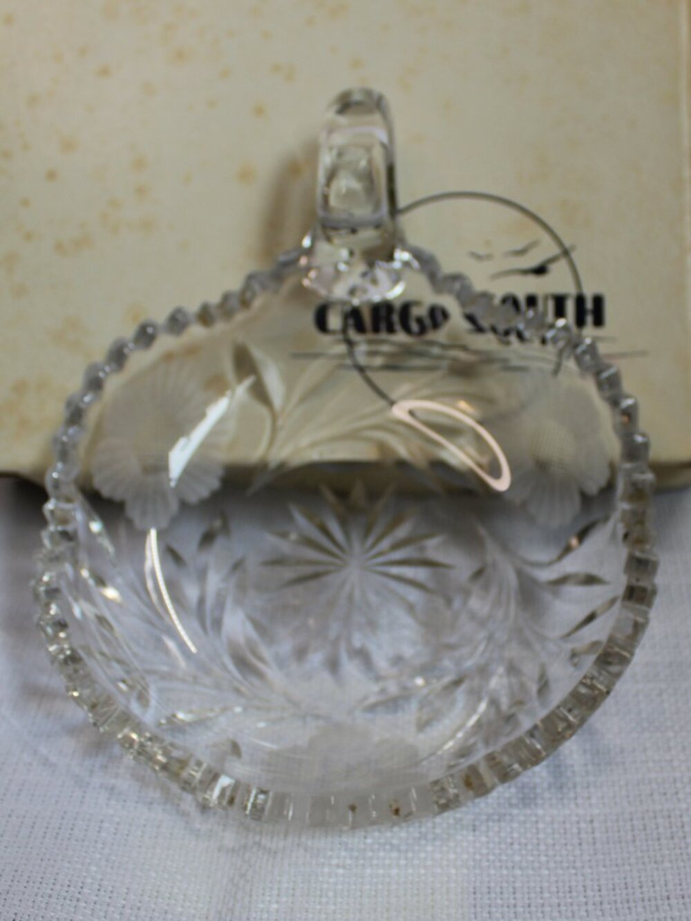 Vintage Lead Crystal Dish With Finger Loop w/ Original Box
